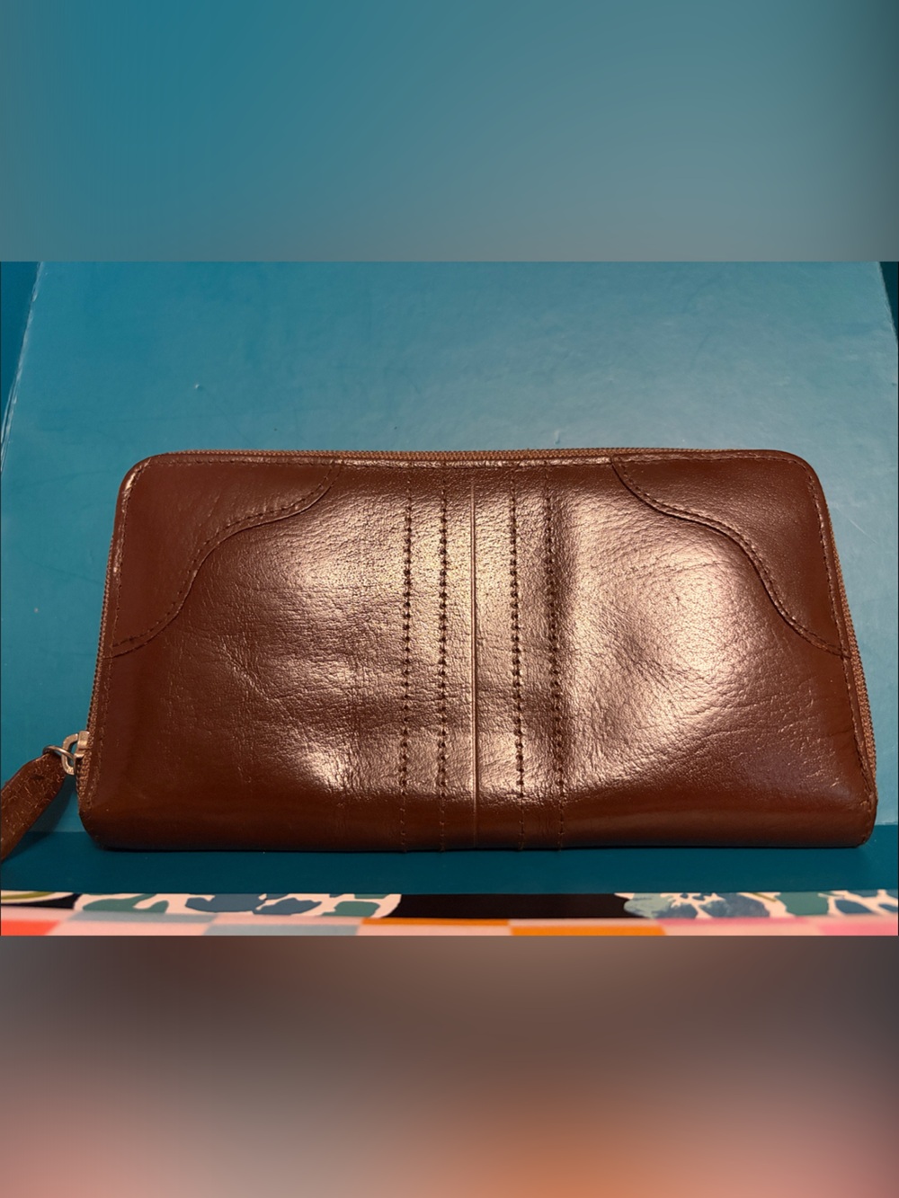 Buxton Brown Leather Zip Wallet